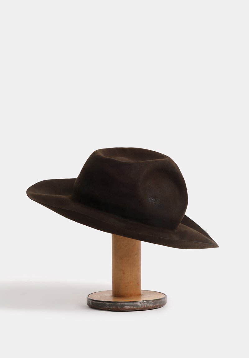 Horisaki Design & Handel Hard Burnt Beaver Fur Felt Curved Wide Brim Hat