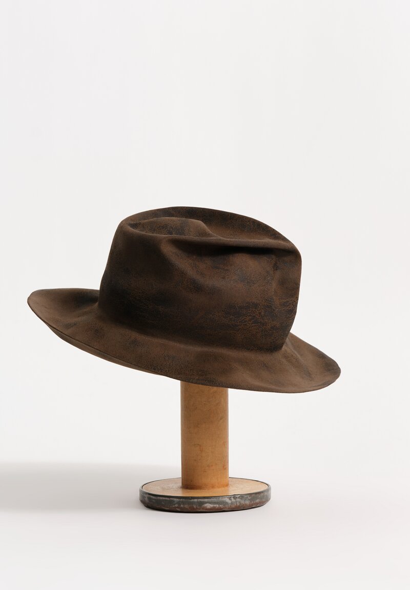 Horisaki Design & Handel Hard Burnt Beaver Fur Felt Wide Upturned Brim Hat