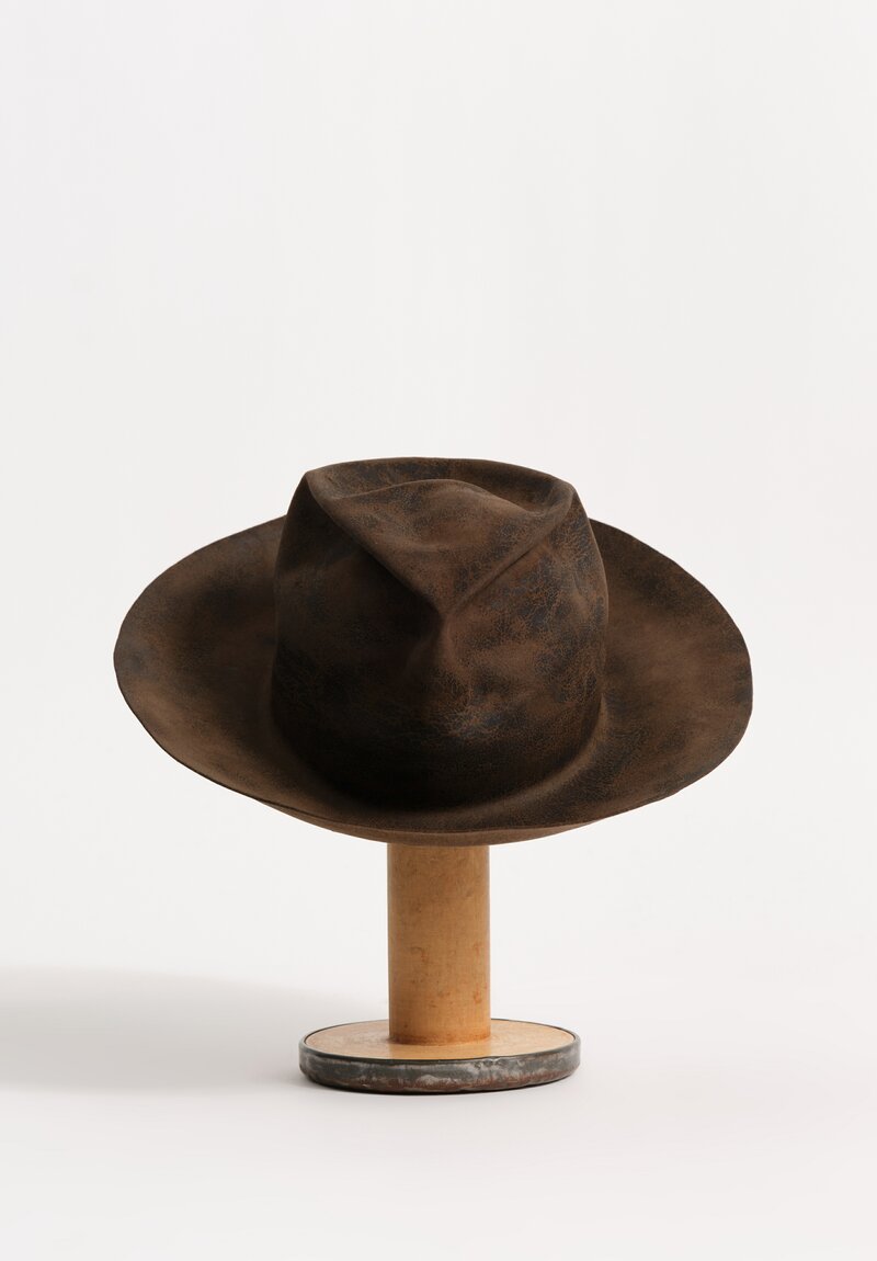 Horisaki Design & Handel Hard Burnt Beaver Fur Felt Wide Upturned Brim Hat