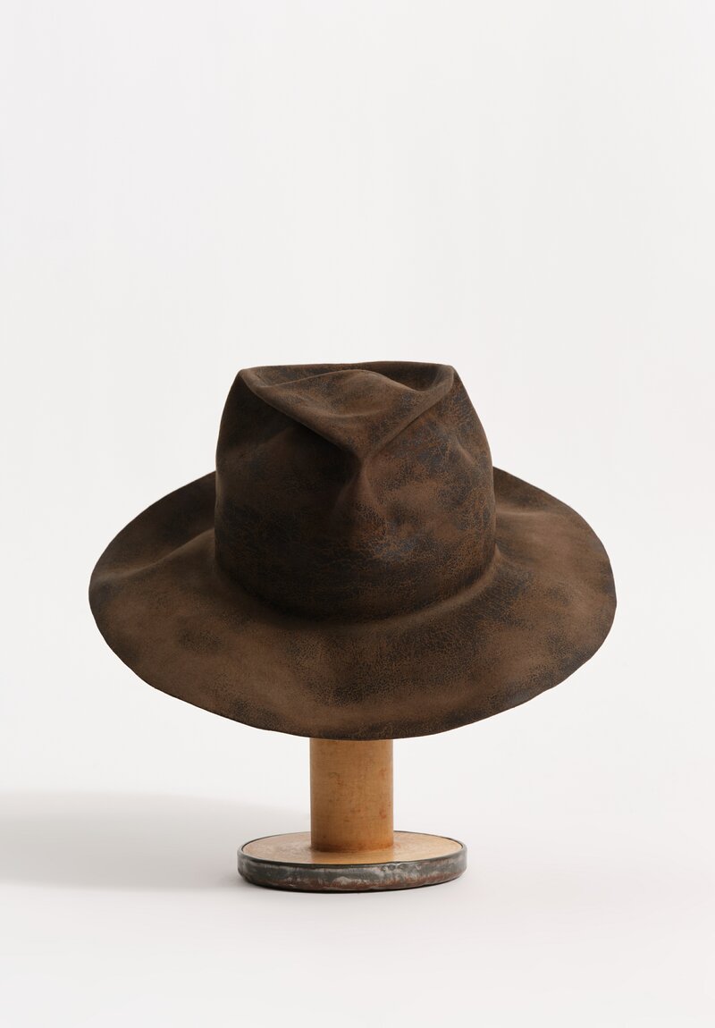 Horisaki Design & Handel Hard Burnt Beaver Fur Felt Wide Upturned Brim Hat