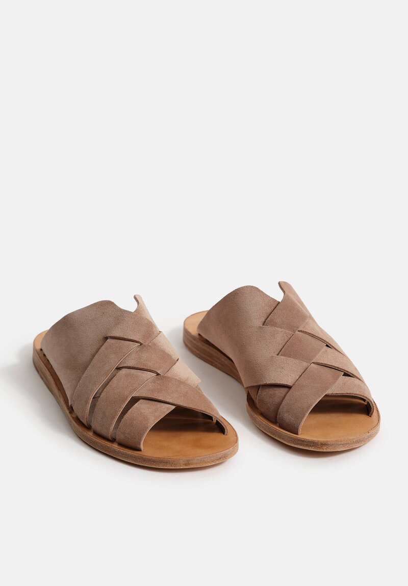 Officine Creative Suede Itaca Crossed Sandals in Orice Natural