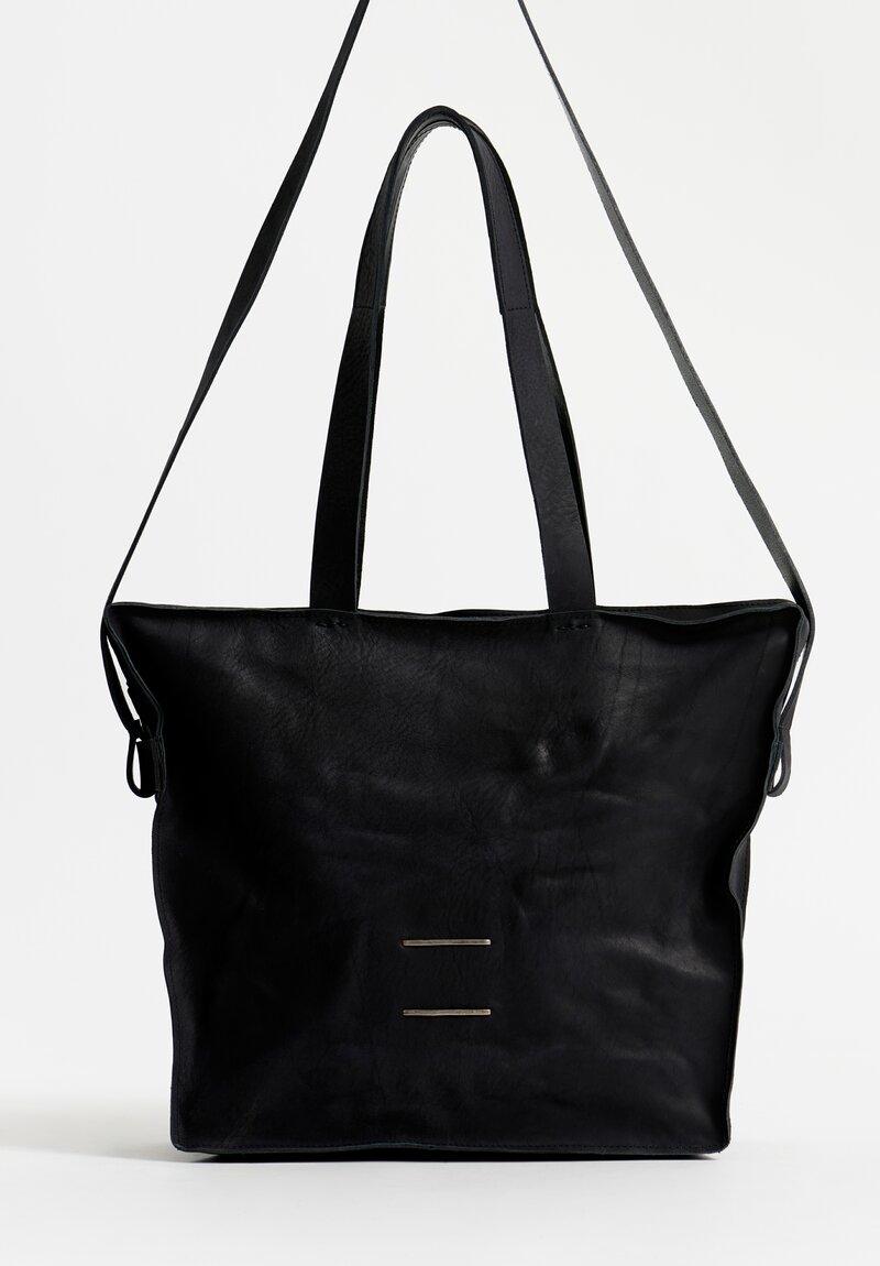 Daniele Basta Leather Teorema Trapezoid Staple Bag in Black