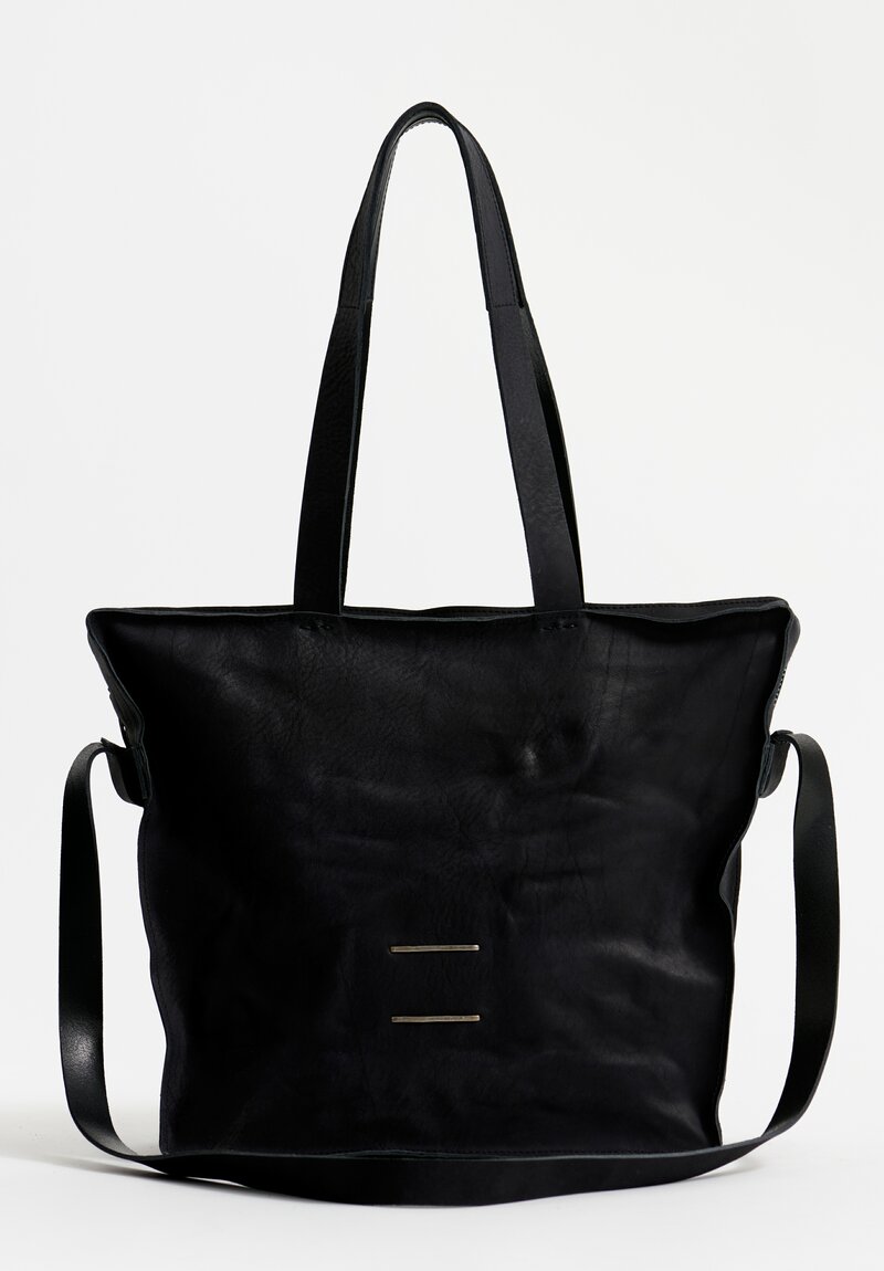 Daniele Basta Leather Teorema Trapezoid Staple Bag in Black