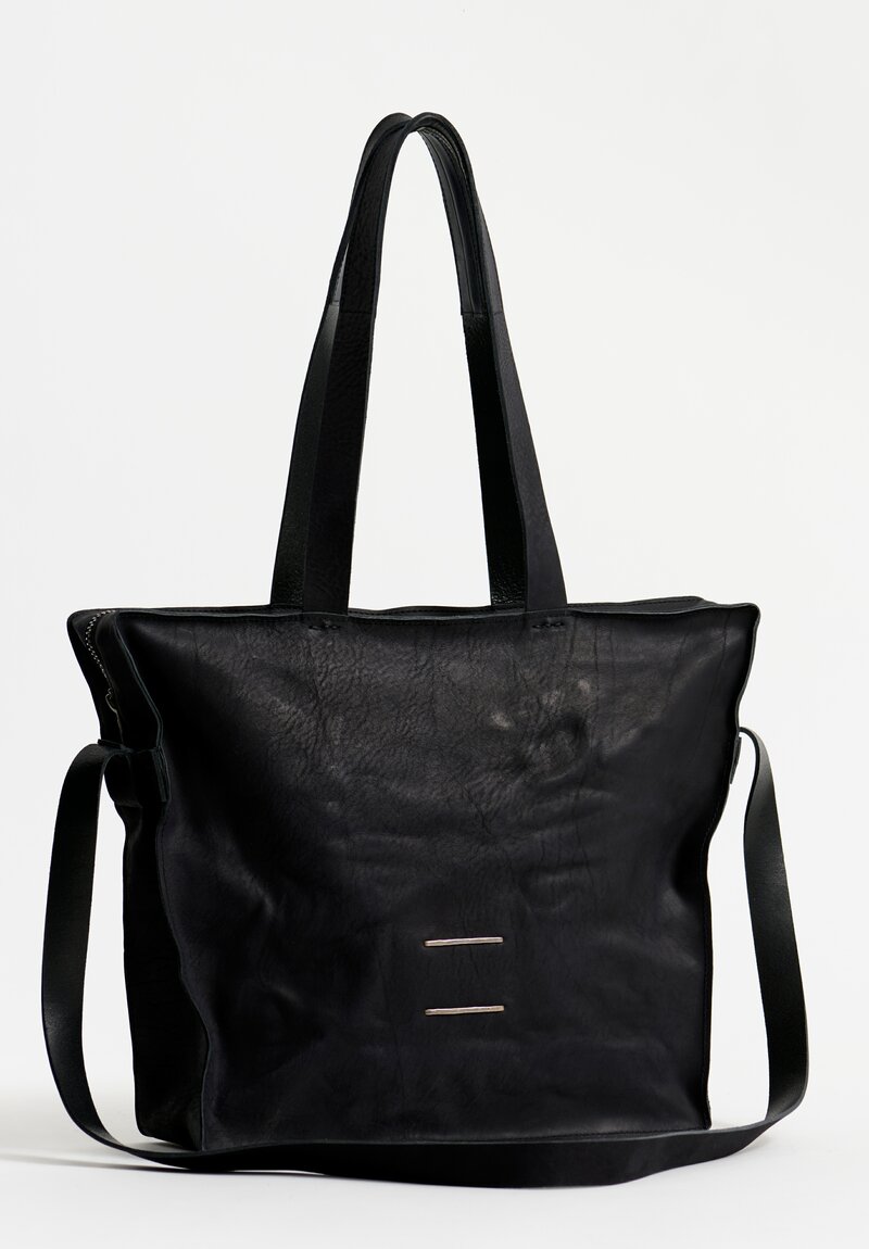 Daniele Basta Leather Teorema Trapezoid Staple Bag in Black