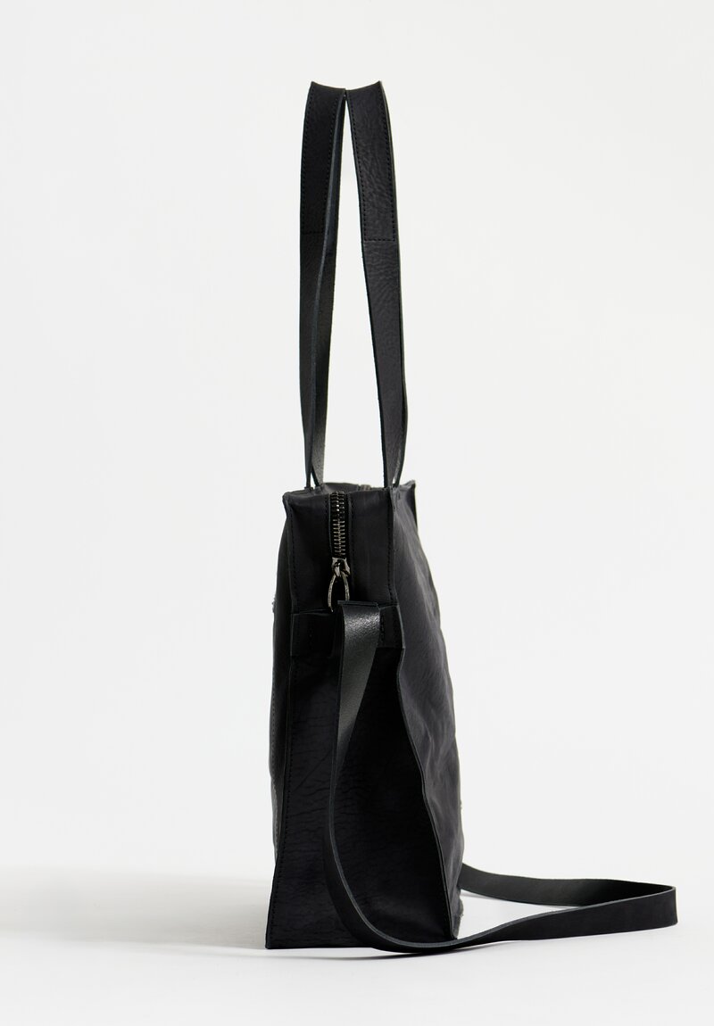 Daniele Basta Leather Teorema Trapezoid Staple Bag in Black