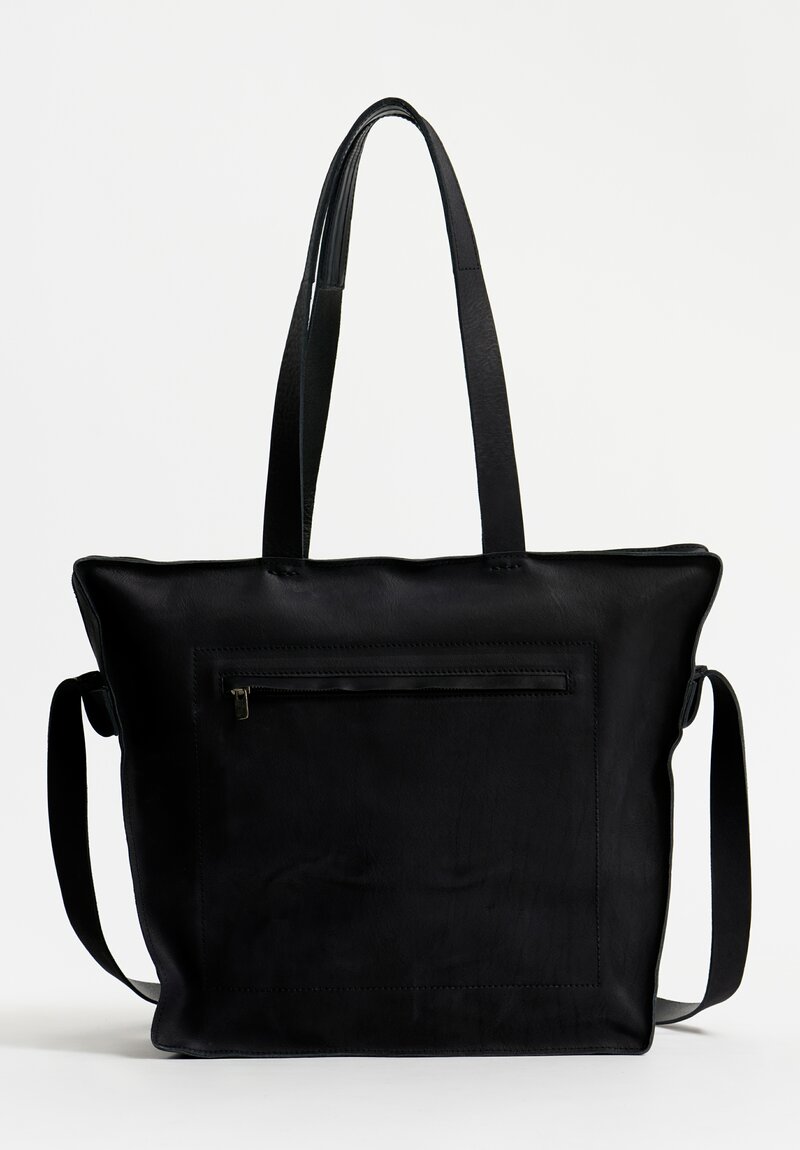 Daniele Basta Leather Teorema Trapezoid Staple Bag in Black