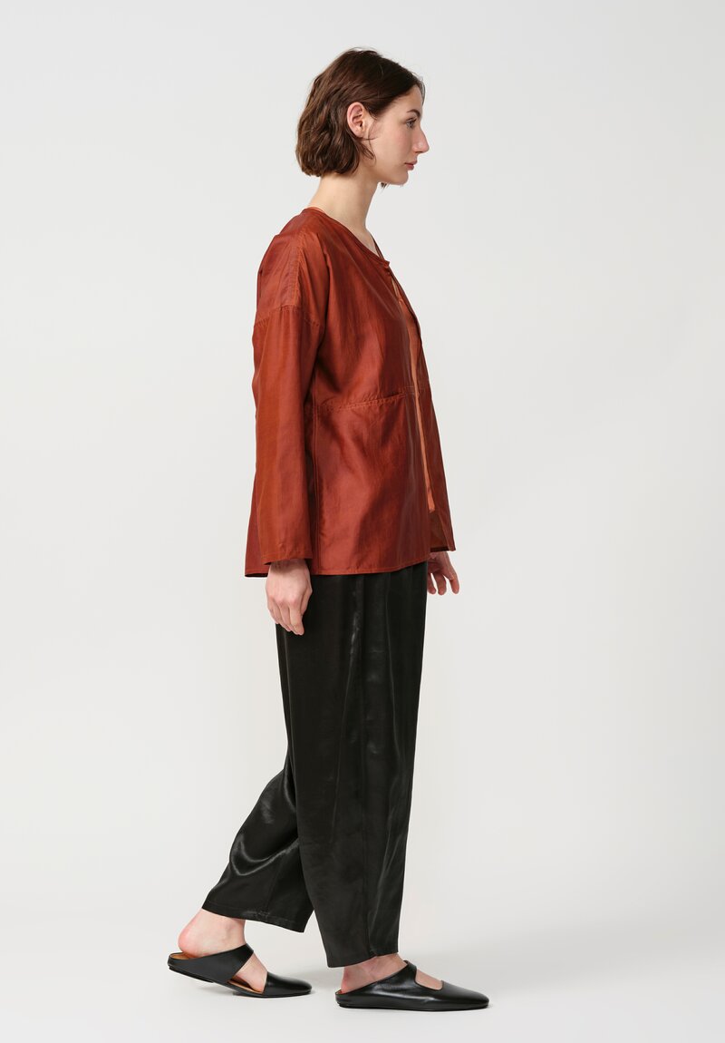 Noir Handmade Mud Silk Wide Tapered Pants in Black
