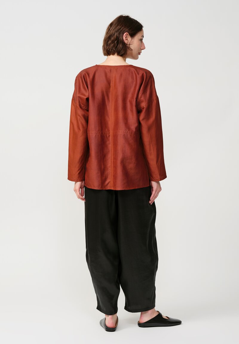 Noir Handmade Mud Silk Wide Tapered Pants in Black