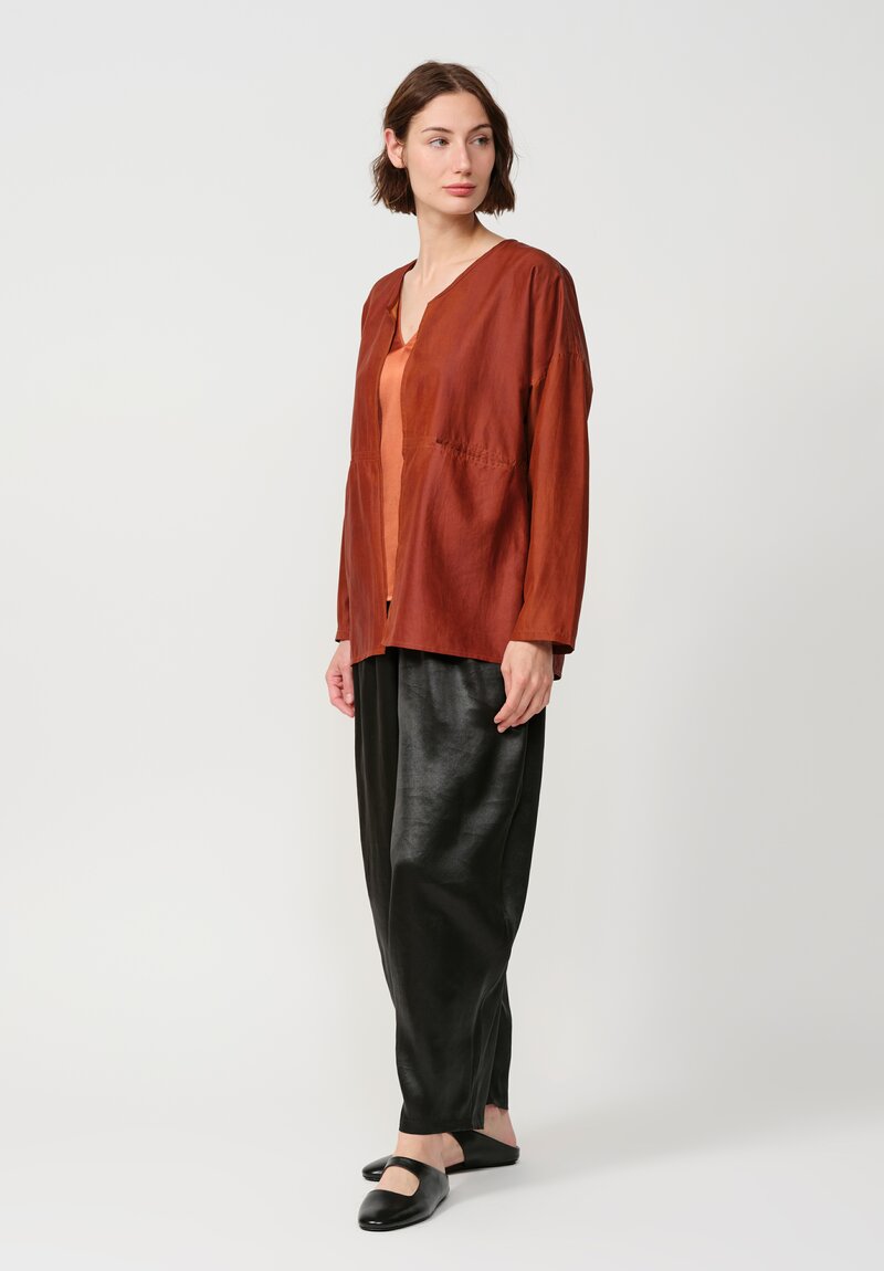 Noir Handmade Mud Silk Wide Tapered Pants in Black