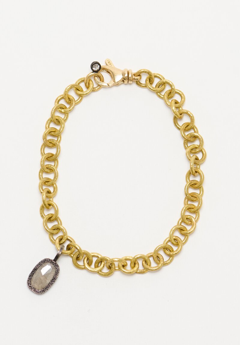 Tap by Todd Pownell 18K Gold Link Bracelet with Oxidized White Gold & Diamond Charms