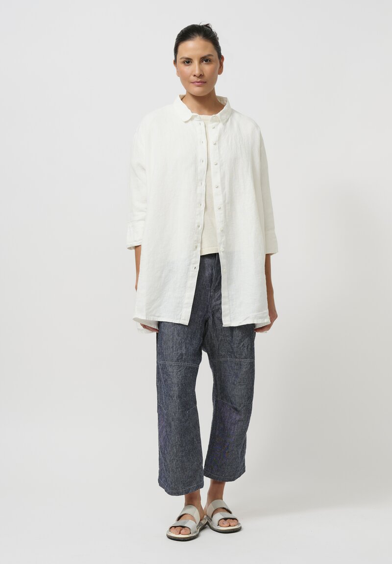 Rundholz Black Label Linen Tulip Button-Down Shirt in White