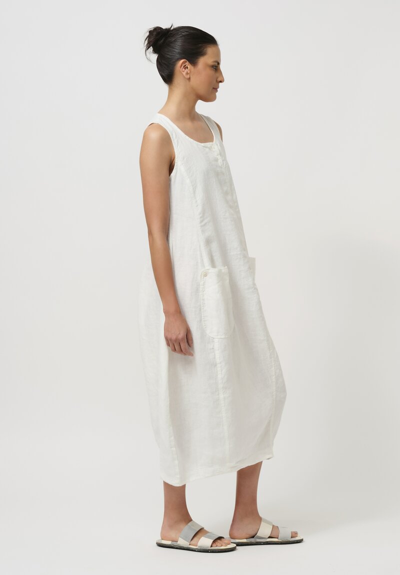 Rundholz Black Label Sleeveless Linen Smock Dress in White