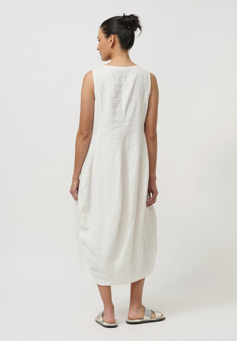 Rundholz Black Label Sleeveless Linen Smock Dress in White