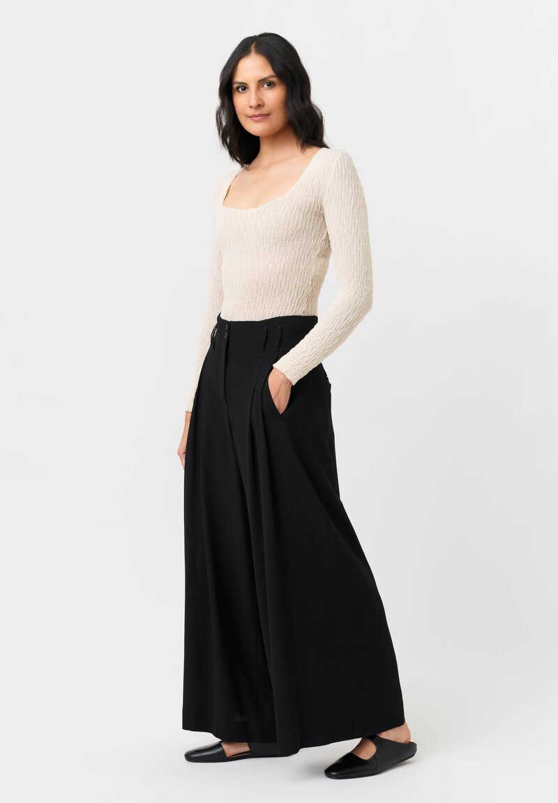 Isabel Benenato Pleated Wide Leg Pants in Black