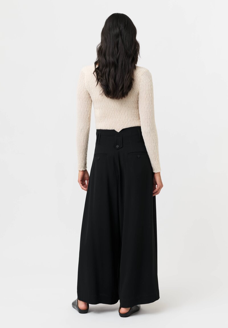 Isabel Benenato Pleated Wide Leg Pants in Black