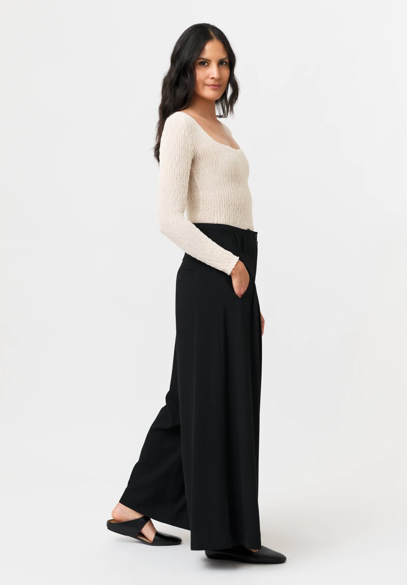 Isabel Benenato Pleated Wide Leg Pants in Black