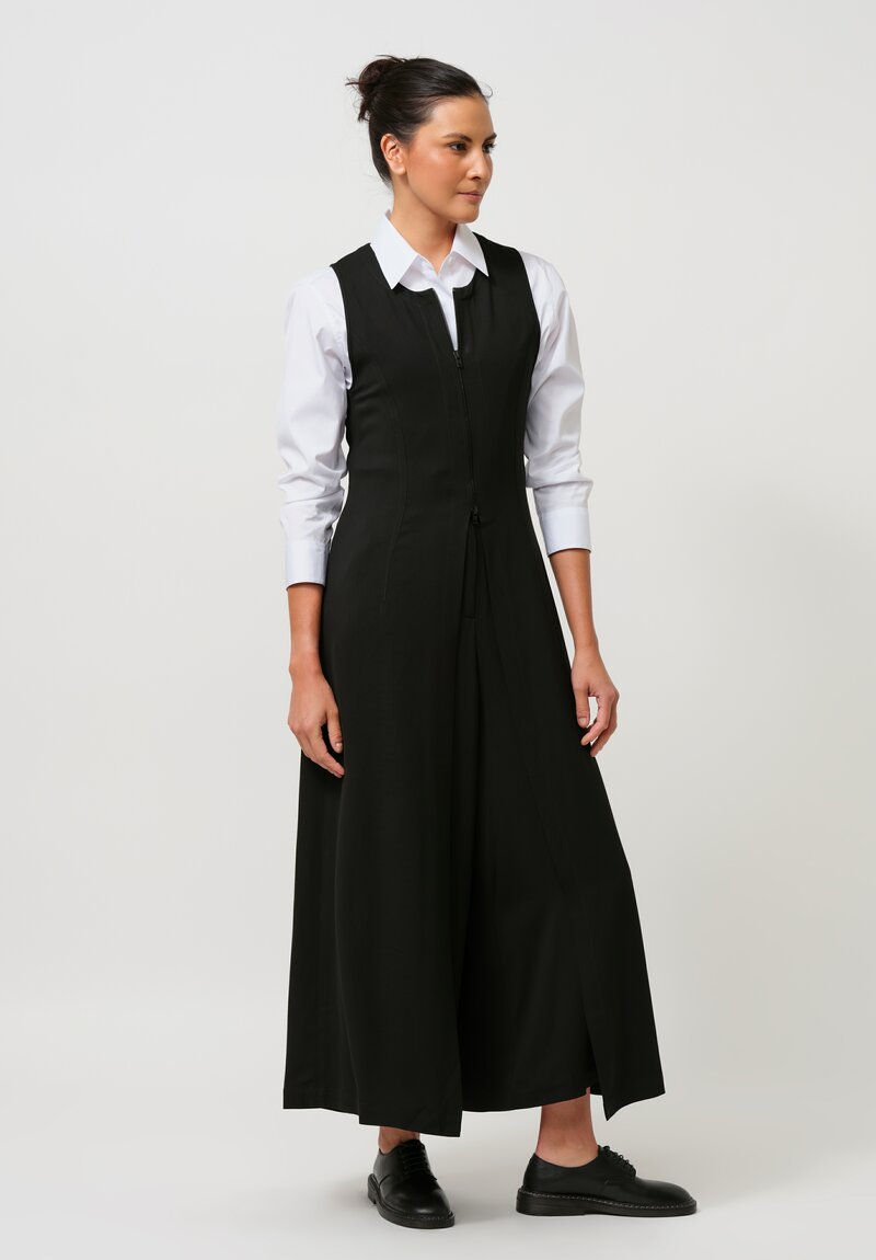 Isabel Benenato Zip-Front Duster Vest in Black