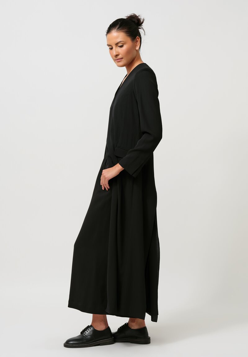 Isabel Benenato Structured V-Neck Duster Jacket in Black