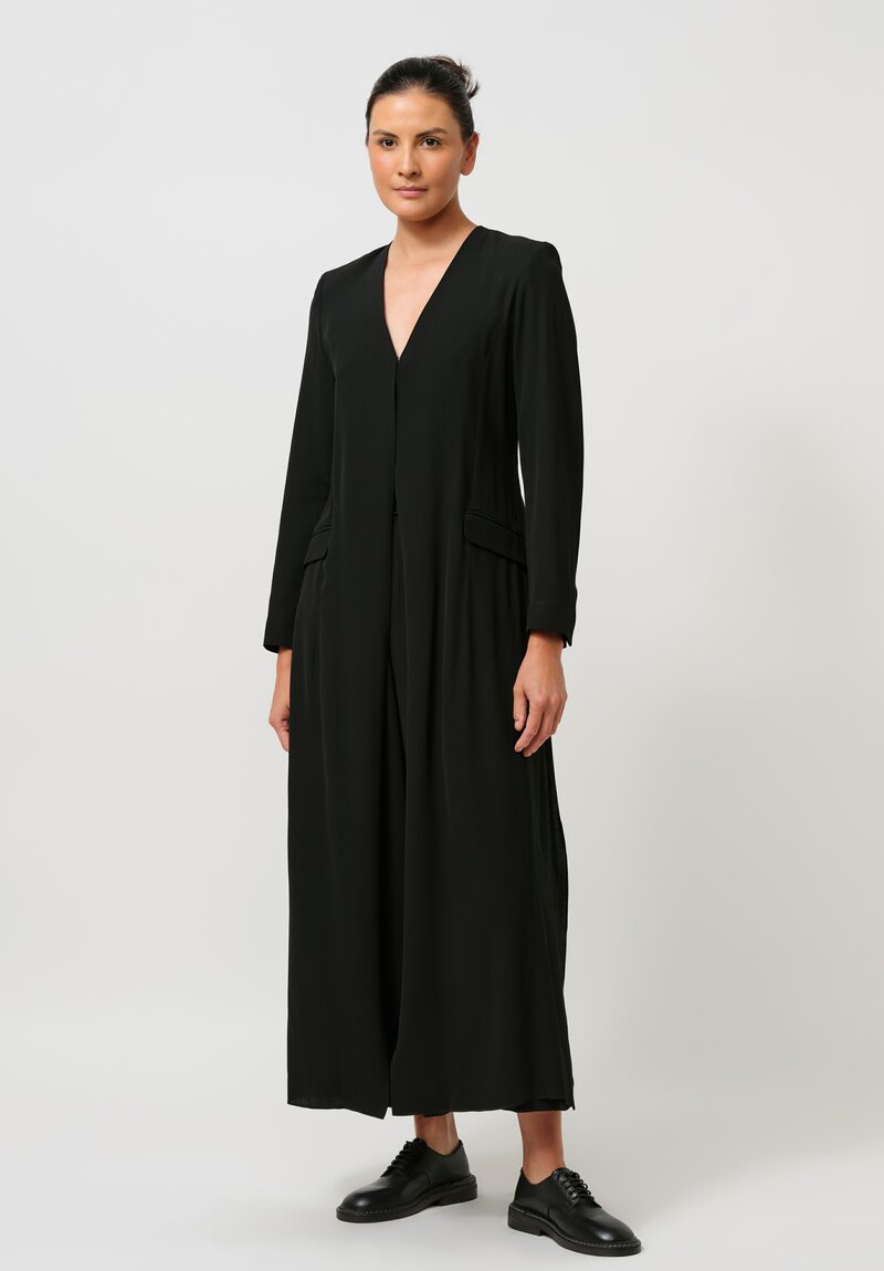 Isabel Benenato Structured V-Neck Duster Jacket in Black