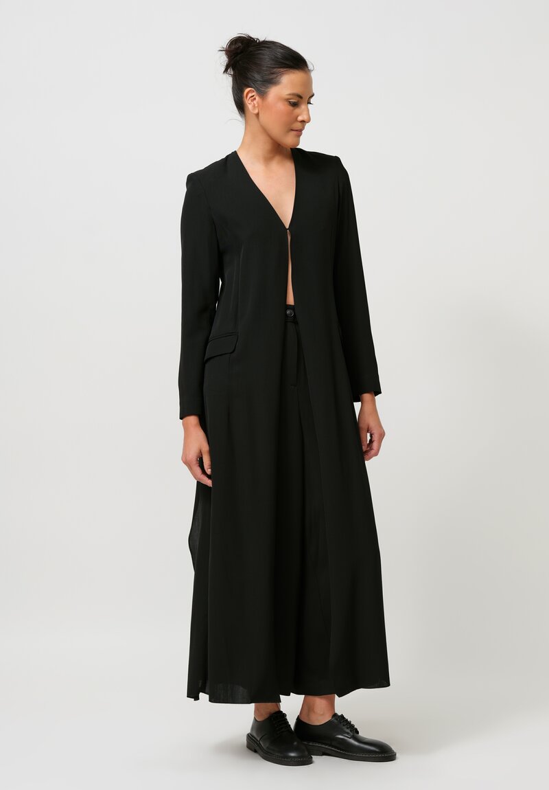 Isabel Benenato Structured V-Neck Duster Jacket in Black