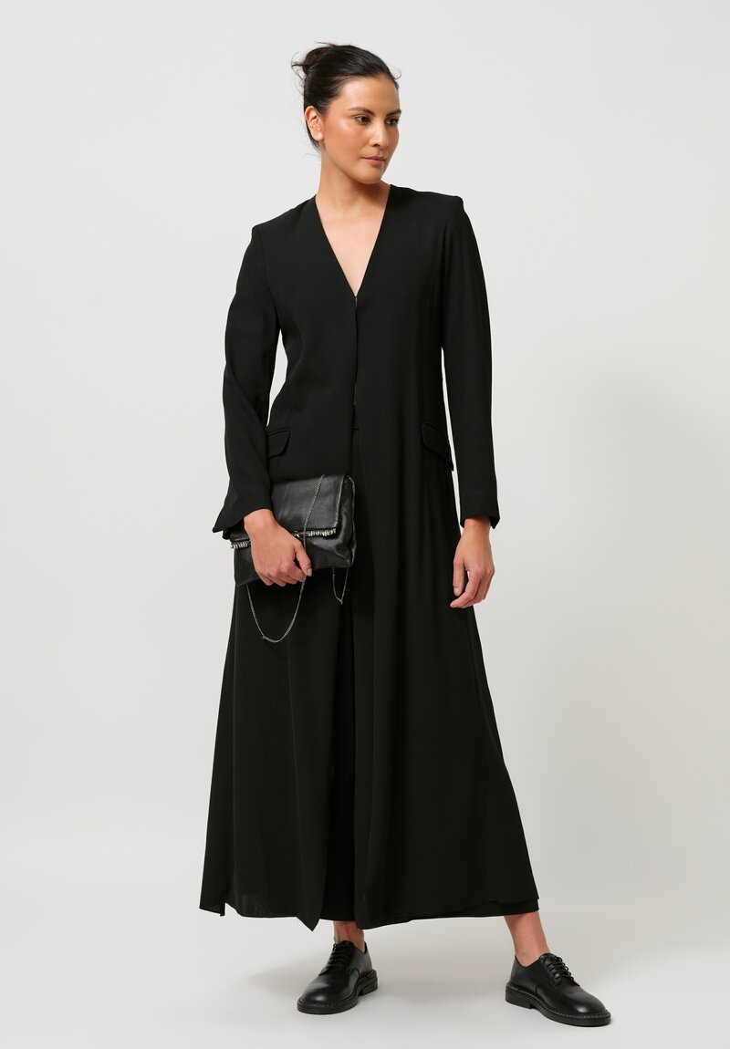 Isabel Benenato Structured V-Neck Duster Jacket in Black