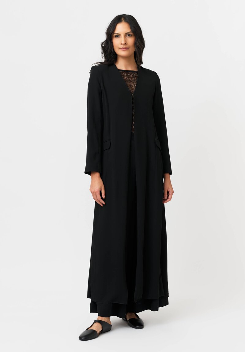 Isabel Benenato Structured V-Neck Duster Jacket in Black