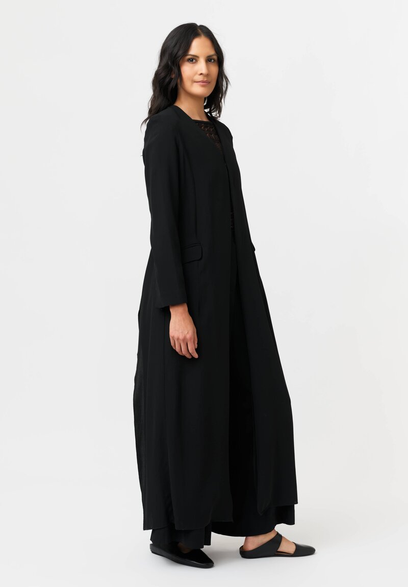 Isabel Benenato Structured V-Neck Duster Jacket in Black