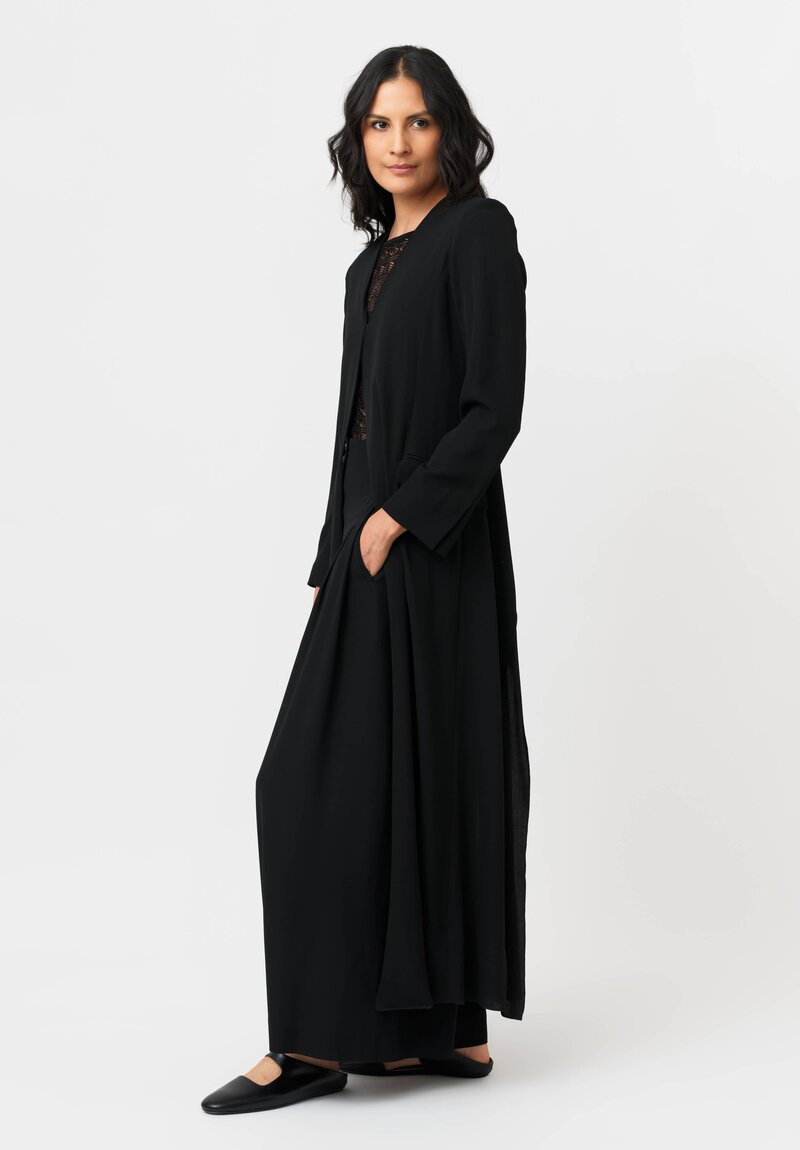 Isabel Benenato Structured V-Neck Duster Jacket in Black