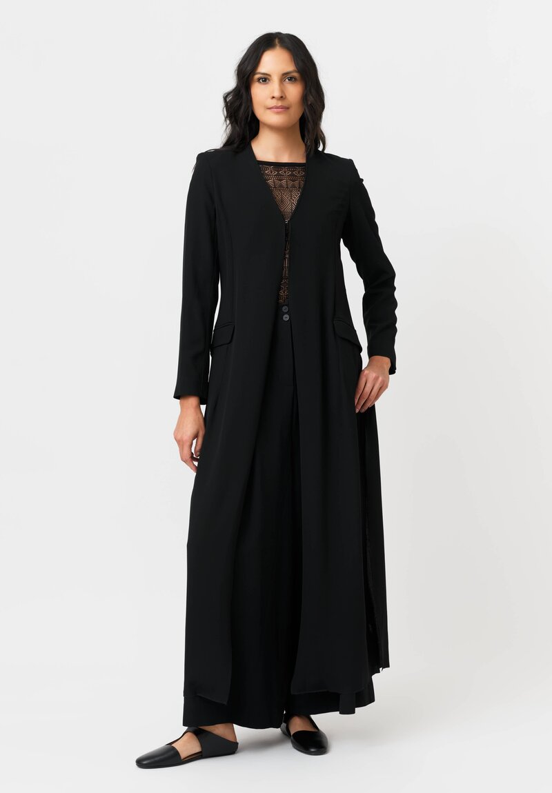 Isabel Benenato Structured V-Neck Duster Jacket in Black