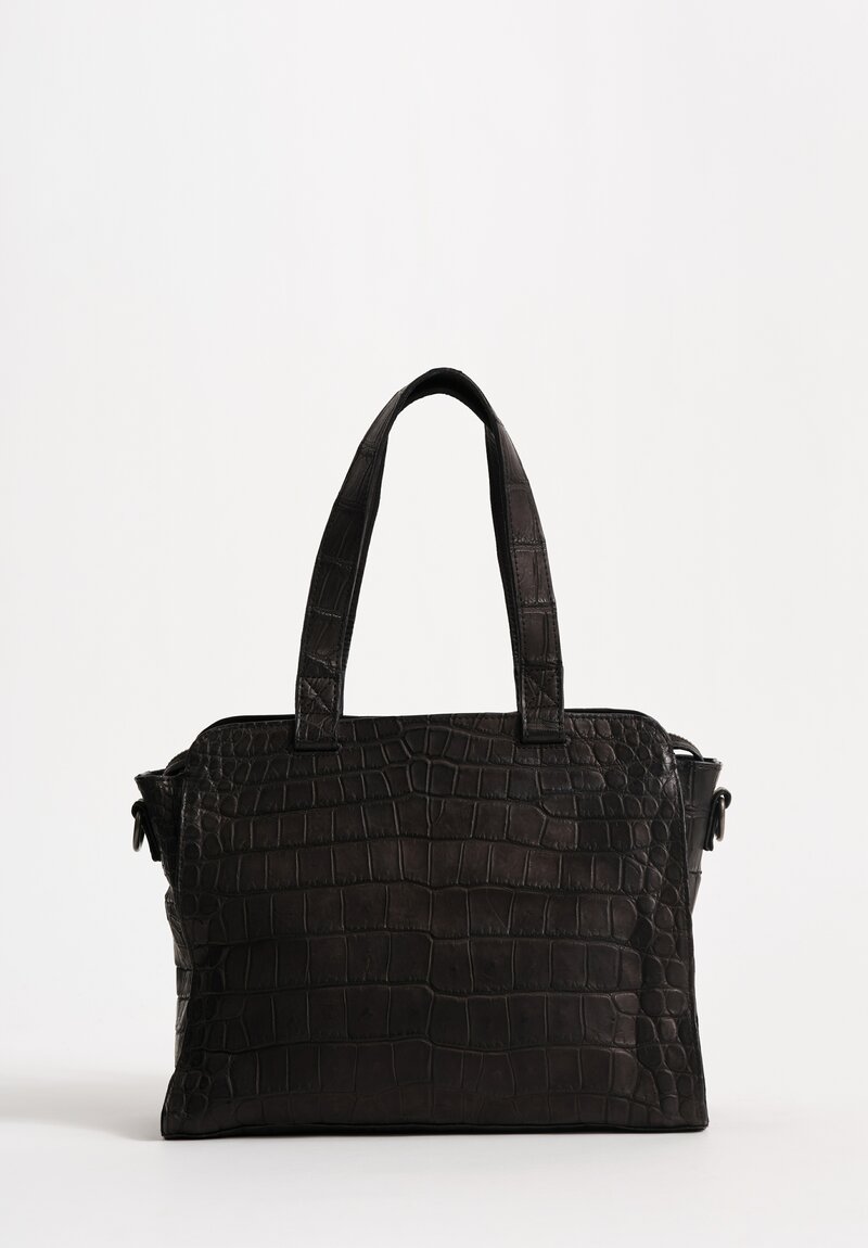 Christian Peau Crocodile Leather Medium Tote in Black