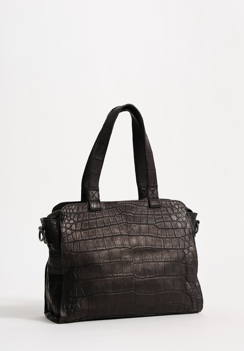 Christian Peau Crocodile Leather Medium Tote in Black
