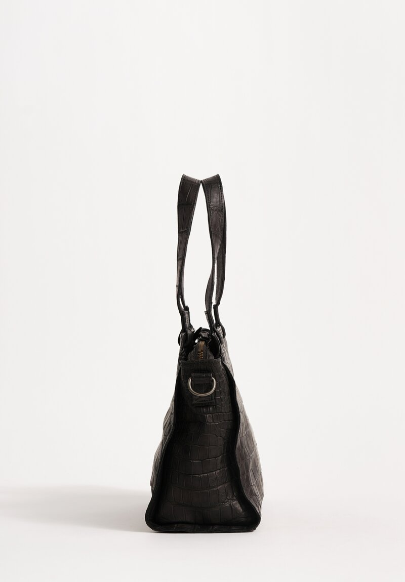Christian Peau Crocodile Leather Medium Tote in Black