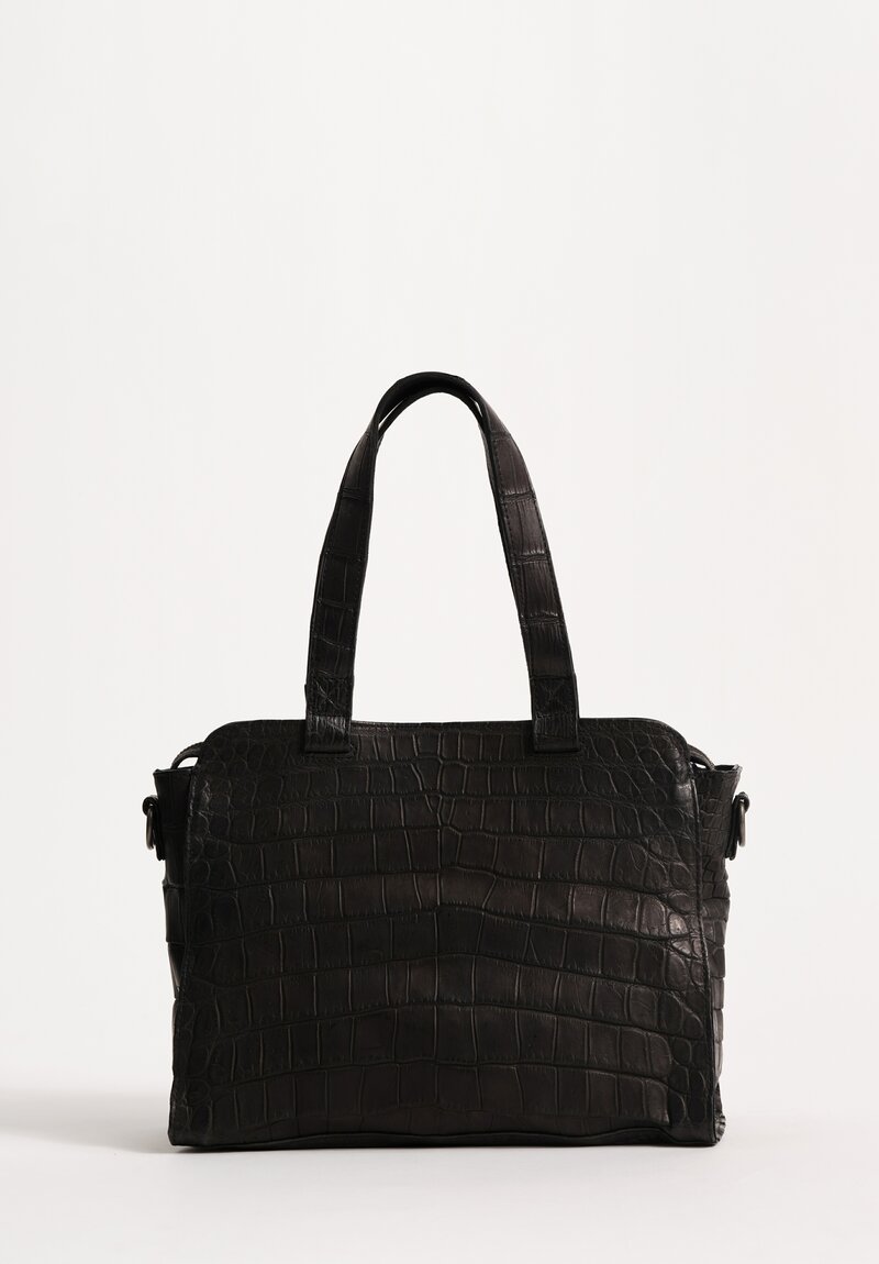 Christian Peau Crocodile Leather Medium Tote in Black