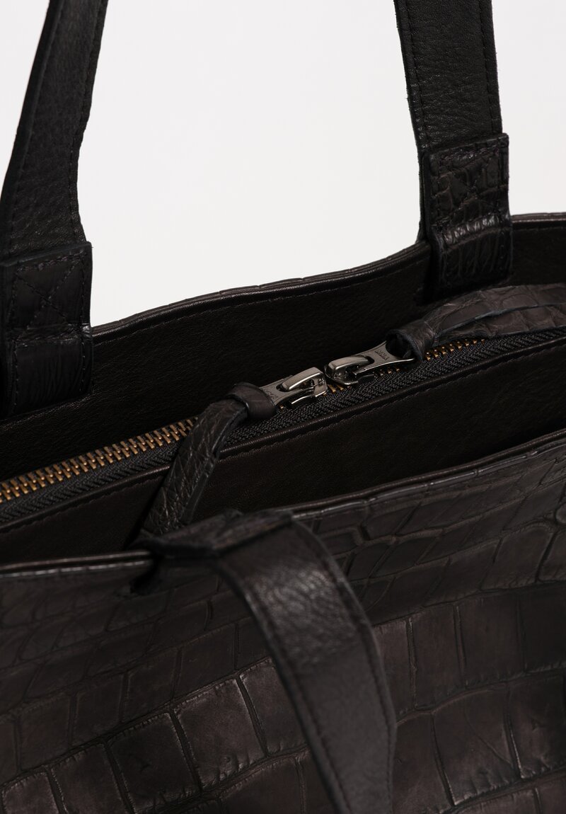 Christian Peau Crocodile Leather Medium Tote in Black