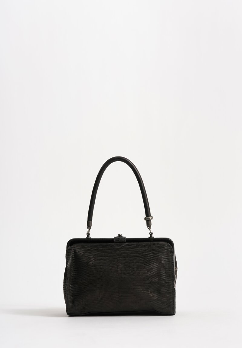 Christian Peau Lizard Leather Small Frame Shoulder Bag in Black