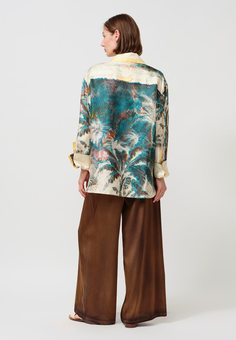 Otzio Silk Elisabetta Button-Down Shirt in Oristano Blue