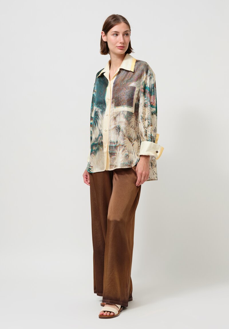 Otzio Silk Elisabetta Button-Down Shirt in Oristano Blue