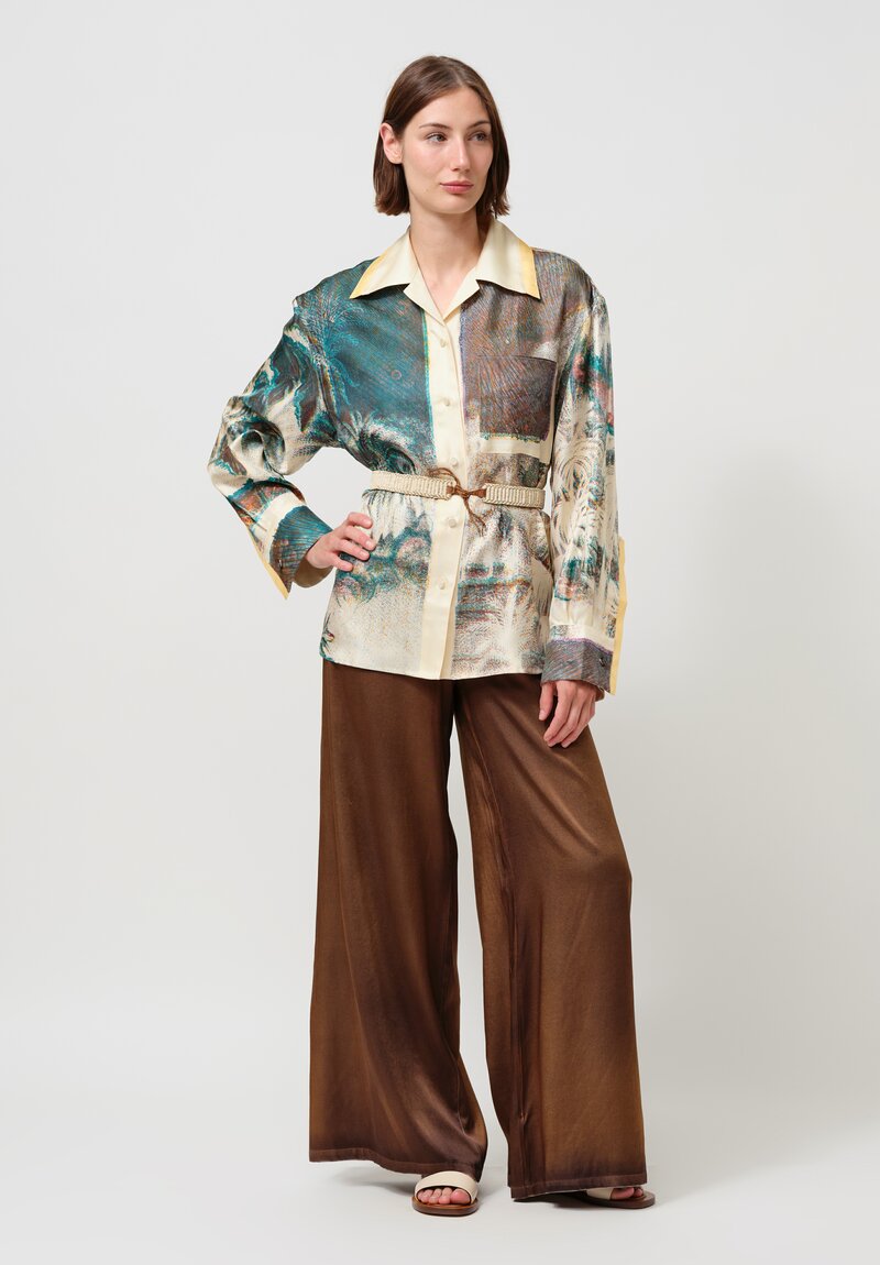 Otzio Silk Elisabetta Button-Down Shirt in Oristano Blue