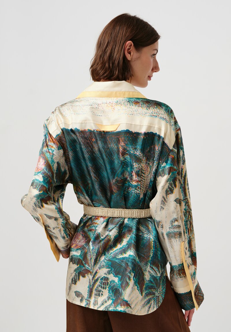 Otzio Silk Elisabetta Button-Down Shirt in Oristano Blue