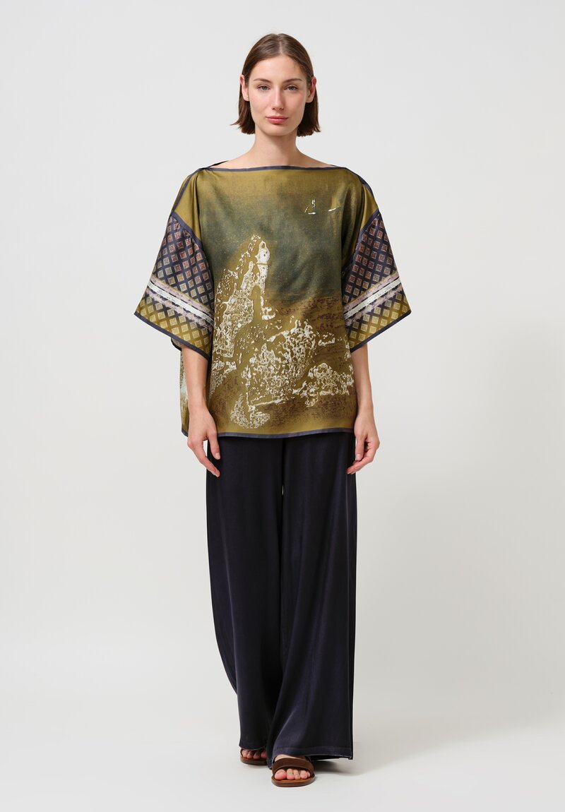 Ōtzĭo Silk Augusto Top in Olive