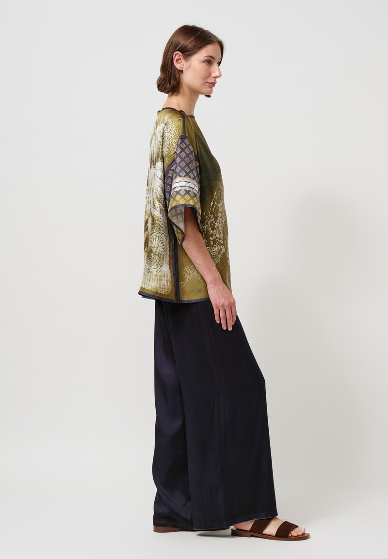 Ōtzĭo Silk Augusto Top in Olive