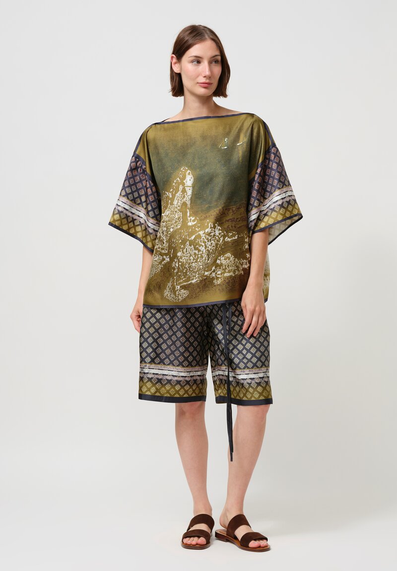 Ōtzĭo Silk Augusto Top in Olive