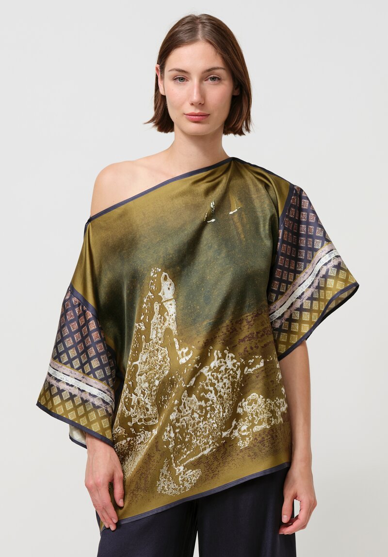 Ōtzĭo Silk Augusto Top in Olive