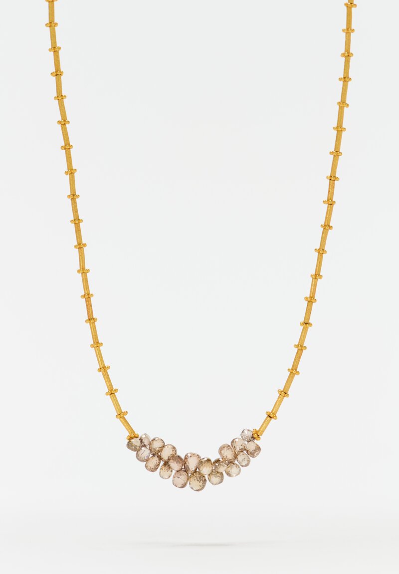 Greig Porter 18K Cylinder & Diamond Droplet Cluster Necklace 19"