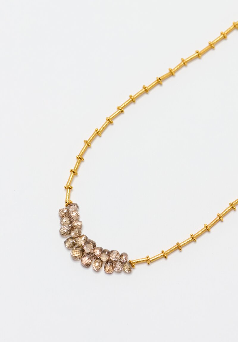 Greig Porter 18K Cylinder & Diamond Droplet Cluster Necklace 19"