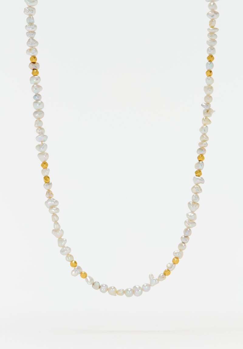 Greig Porter 18K Faceted Dot & Keshi Pearl Necklace 18.5"