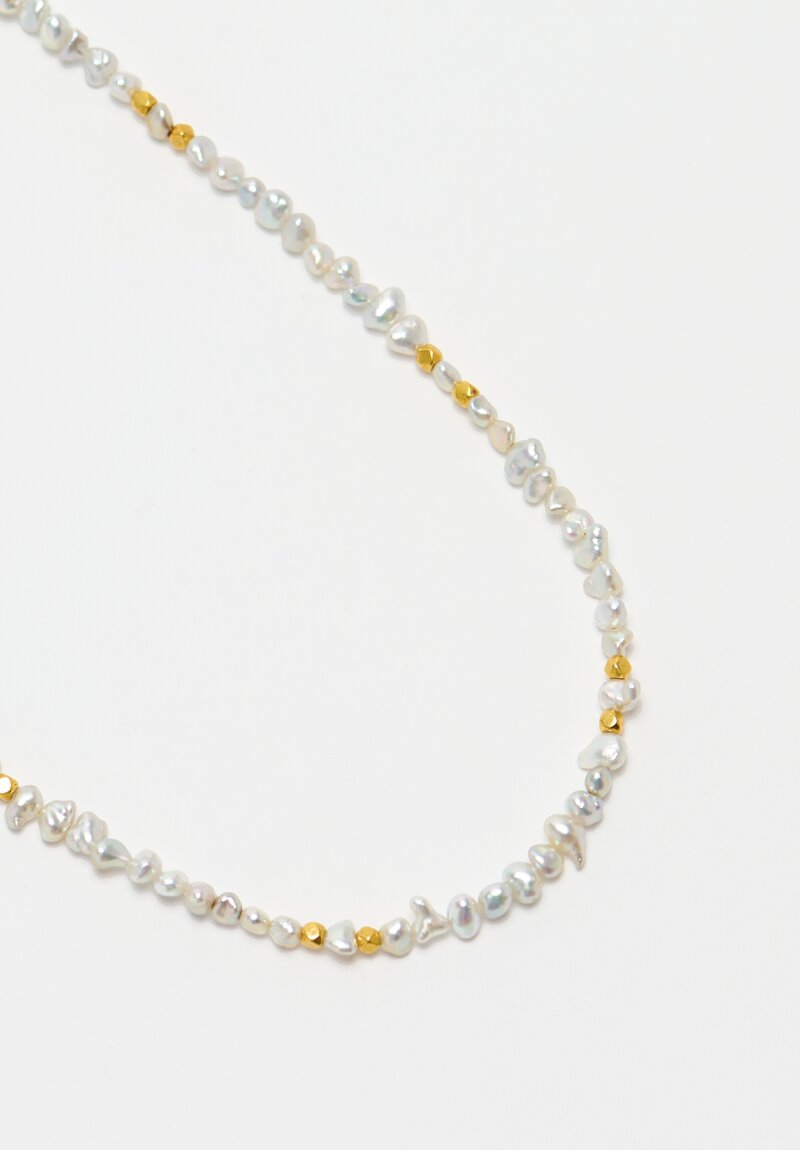 Greig Porter 18K Faceted Dot & Keshi Pearl Necklace 18.5"