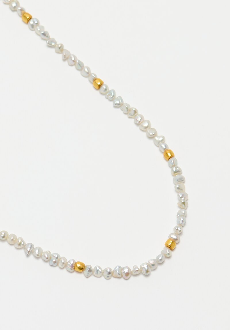Greig Porter 18K Barrels & Keshi Pearl Necklace 18.75"