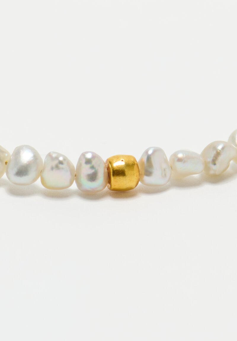 Greig Porter 18K Barrels & Keshi Pearl Necklace 18.75"