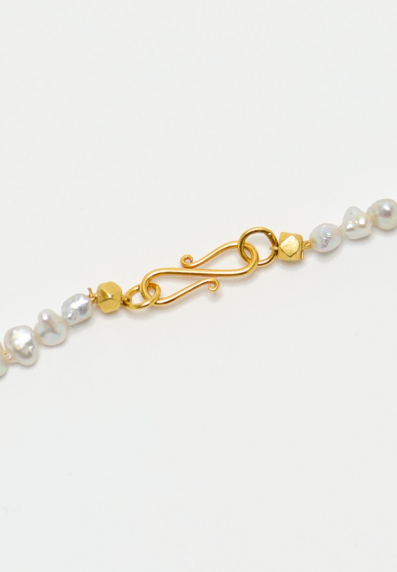 Greig Porter 18K Barrels & Keshi Pearl Necklace 18.75"